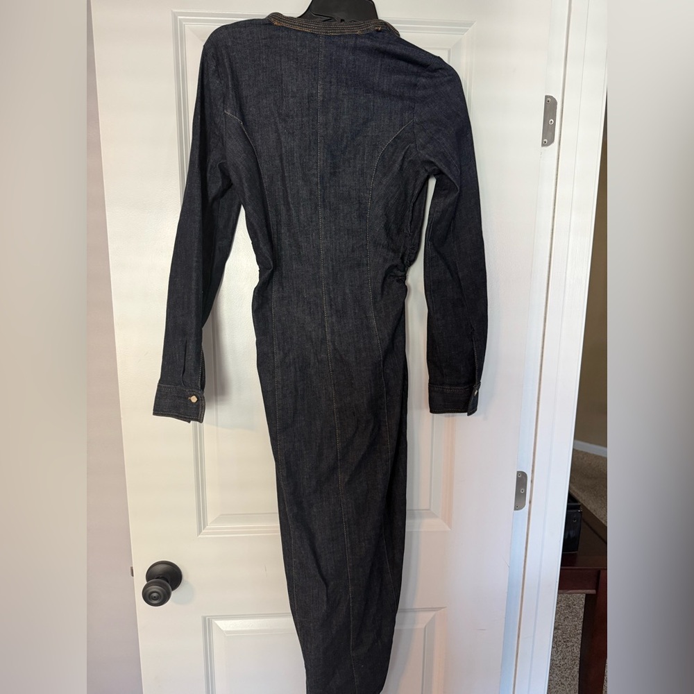 Zara Elegant Denim Button-Down Dress Sz XS - Picture 5 of 12